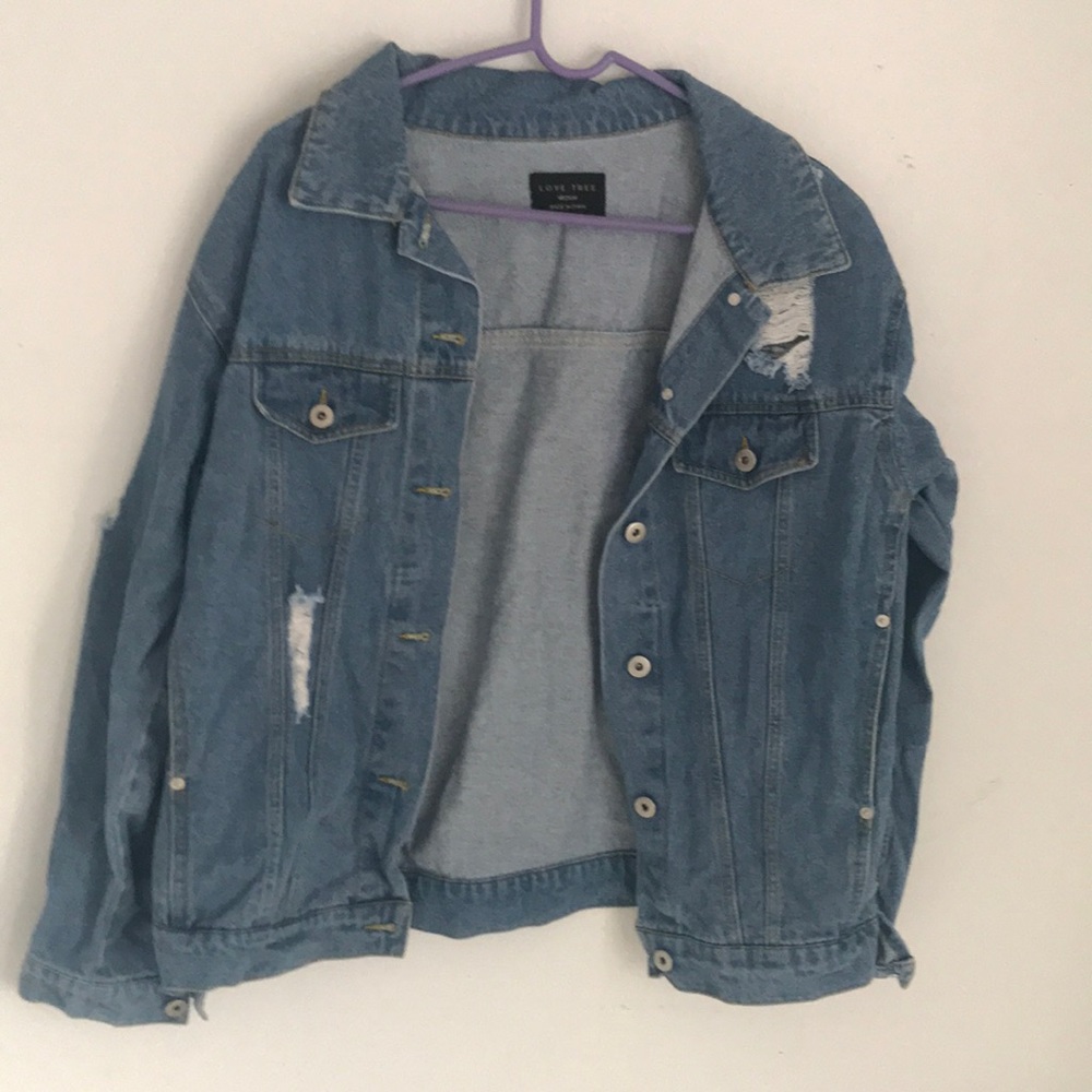 Distressed jean jacket